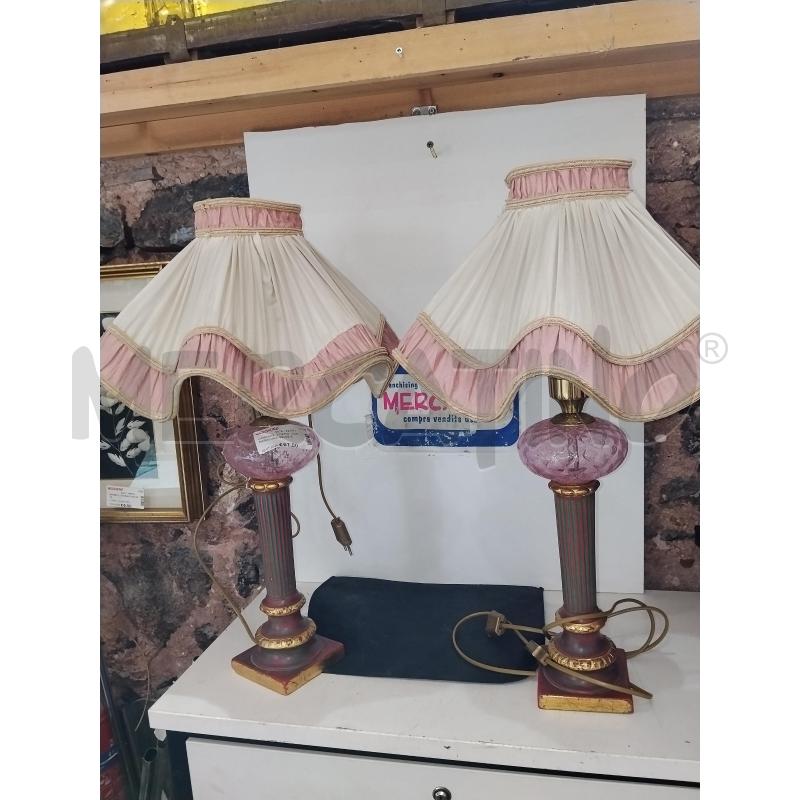 LAMPADE  COPPIA  CON PARALUME BEIGE E ROSA ANTICO IN TESSUTO  | Mercatino dell'Usato Catania stazione centrale 4