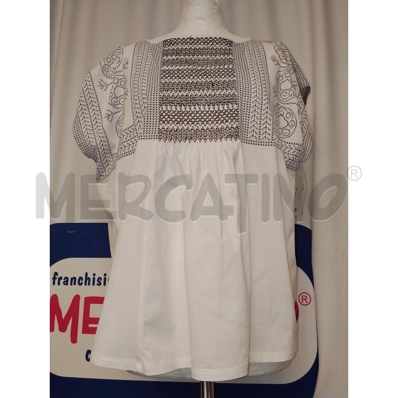 MAGLIA DONNA BIANCA CON STAMPA MARRONE  | Mercatino dell'Usato Catania stazione centrale 2