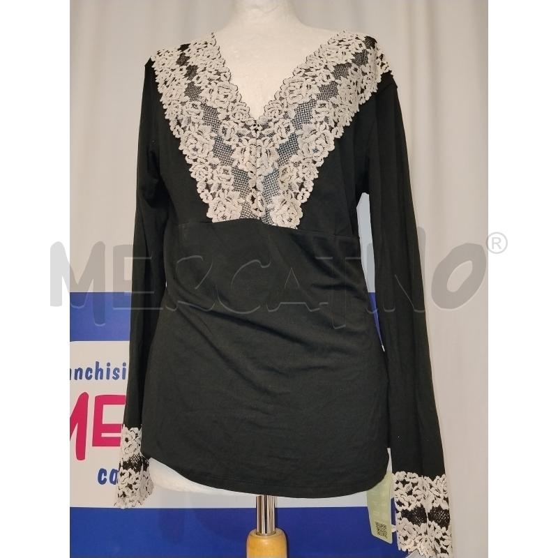 MAGLIA DONNA INTIMISSIMI NERA CON MERLETTO BIANCO | Mercatino dell'Usato Catania stazione centrale 1