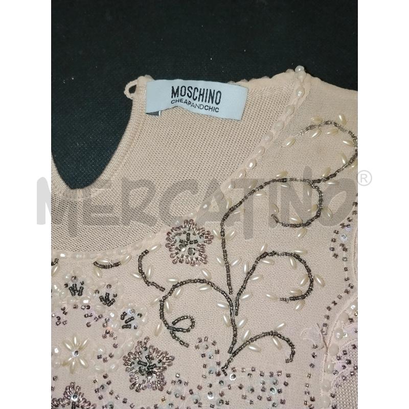 MAGLIA DONNA MOSCHINO ROSA CON DECORAZIONI PERLINE | Mercatino dell'Usato Catania stazione centrale 4