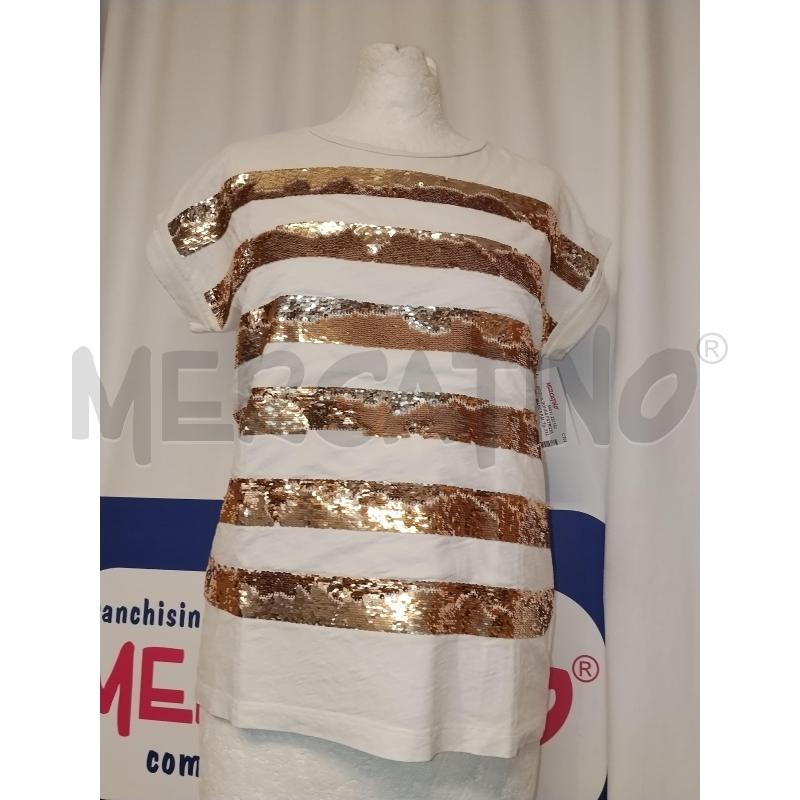 MAGLIA DONNA PATRIZIA PEPE BIANCA PAILLETS DORATE  | Mercatino dell'Usato Catania stazione centrale 1