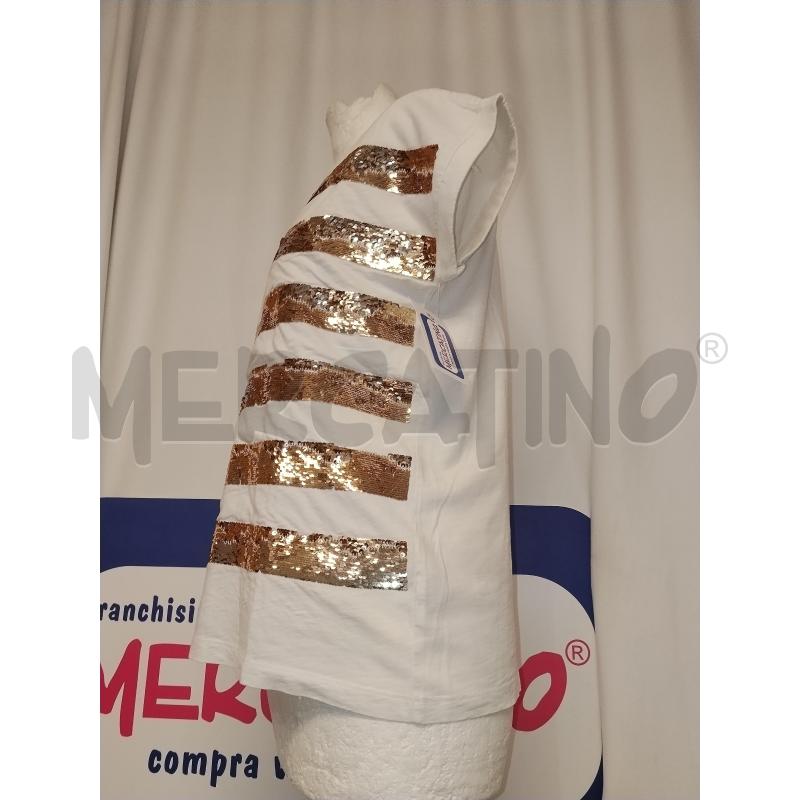 MAGLIA DONNA PATRIZIA PEPE BIANCA PAILLETS DORATE  | Mercatino dell'Usato Catania stazione centrale 2