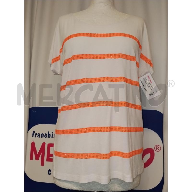 MAGLIA DONNA SILVIAN HEACH BIANCA A RIGHE ARANCIO  | Mercatino dell'Usato Catania stazione centrale 1