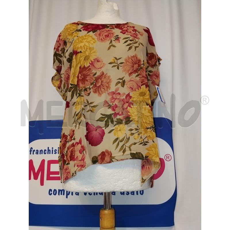 MAGLIA DONNA  BEIGE A FIORI MARINA RINALDI  | Mercatino dell'Usato Catania stazione centrale 1