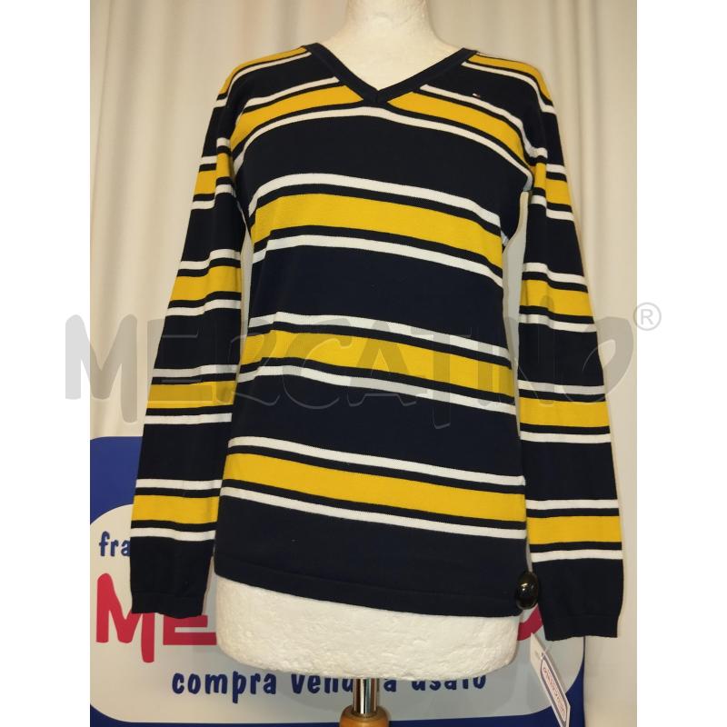 MAGLIONE DONNATOMMY HILFIGER BLU A RIGHE GIALLO  | Mercatino dell'Usato Catania stazione centrale 1