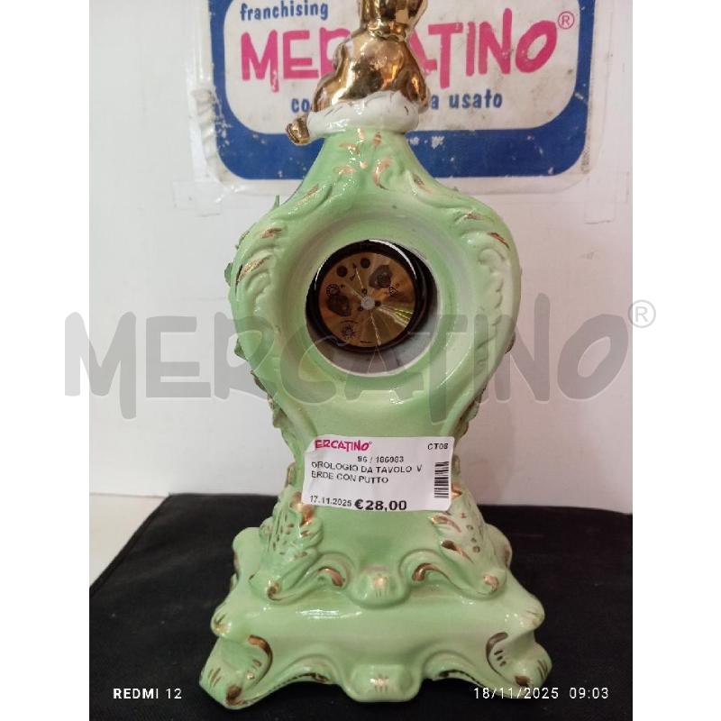 OROLOGIO DA TAVOLO  VERDE CON PUTTO  | Mercatino dell'Usato Catania stazione centrale 3
