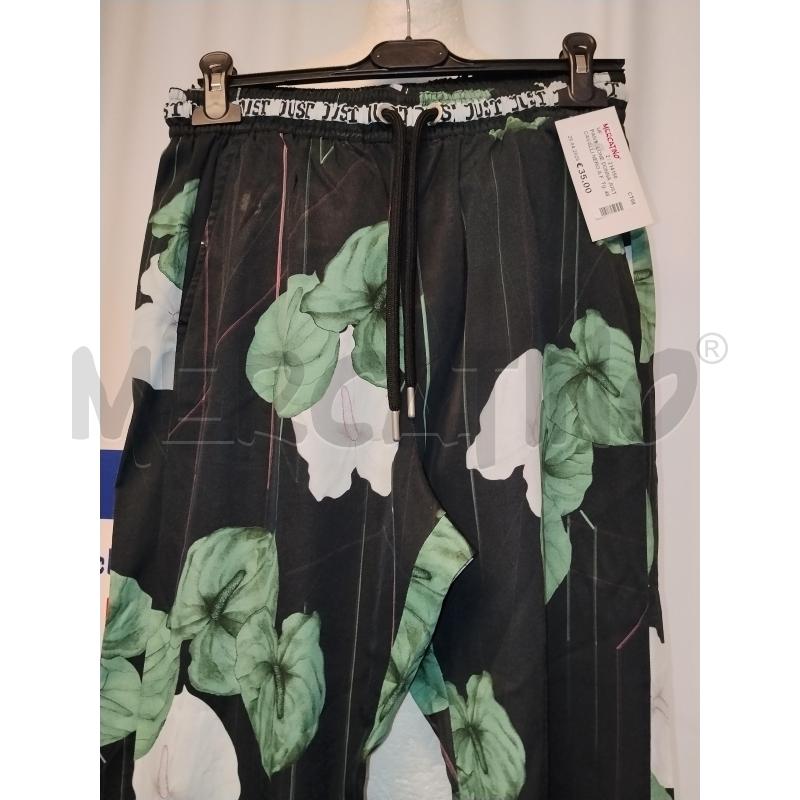 PANTALONE DONNA JUST CAVALLI NERO A FIORI VERDE | Mercatino dell'Usato Catania stazione centrale 2