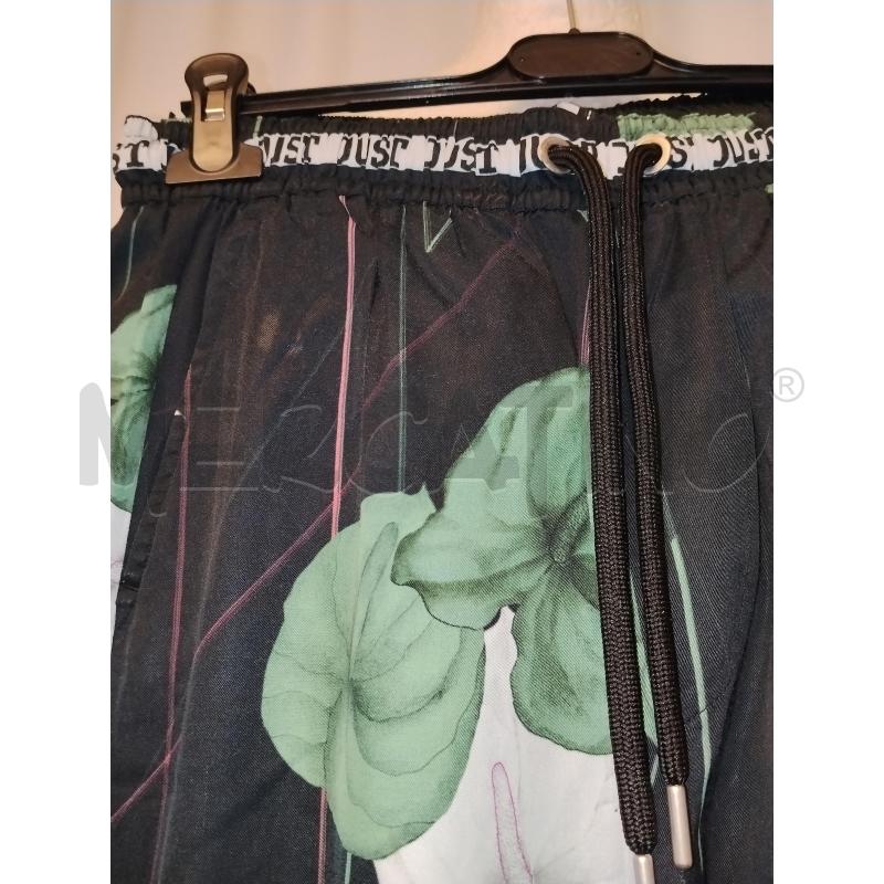 PANTALONE DONNA JUST CAVALLI NERO A FIORI VERDE | Mercatino dell'Usato Catania stazione centrale 3