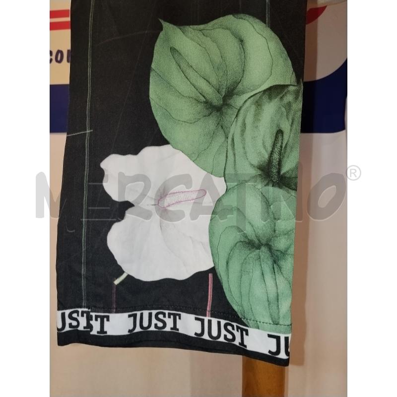 PANTALONE DONNA JUST CAVALLI NERO A FIORI VERDE | Mercatino dell'Usato Catania stazione centrale 4