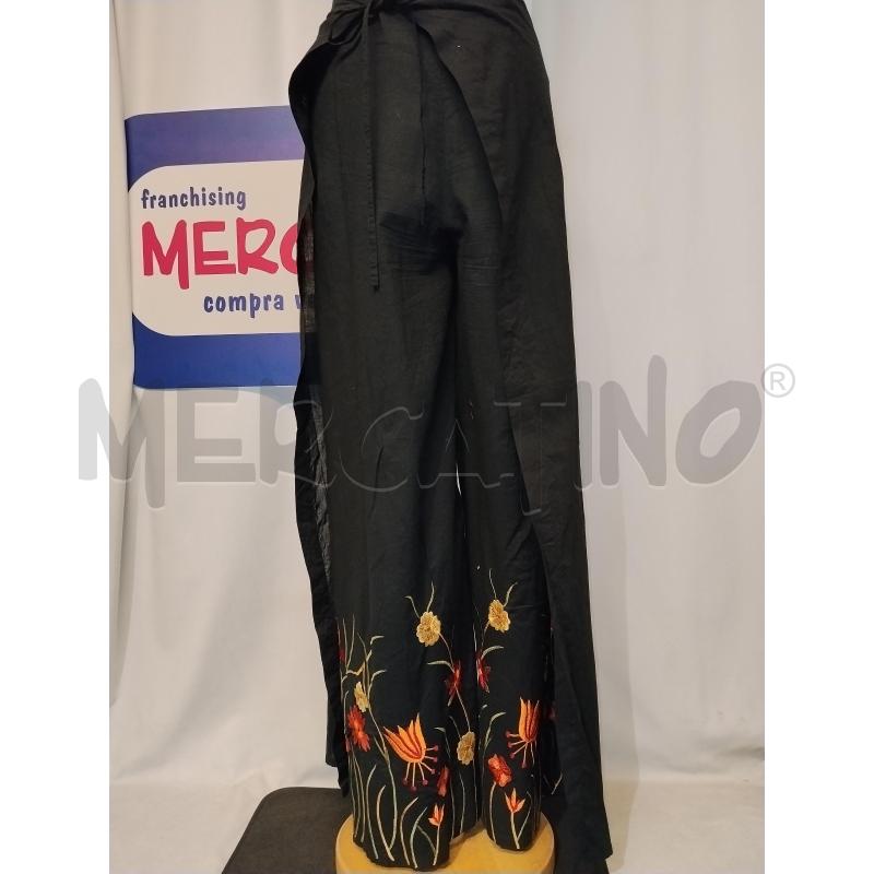 PANTALONE DONNA  PAREO LUISA SPAGNOLI NERO CON FIORI | Mercatino dell'Usato Catania stazione centrale 1