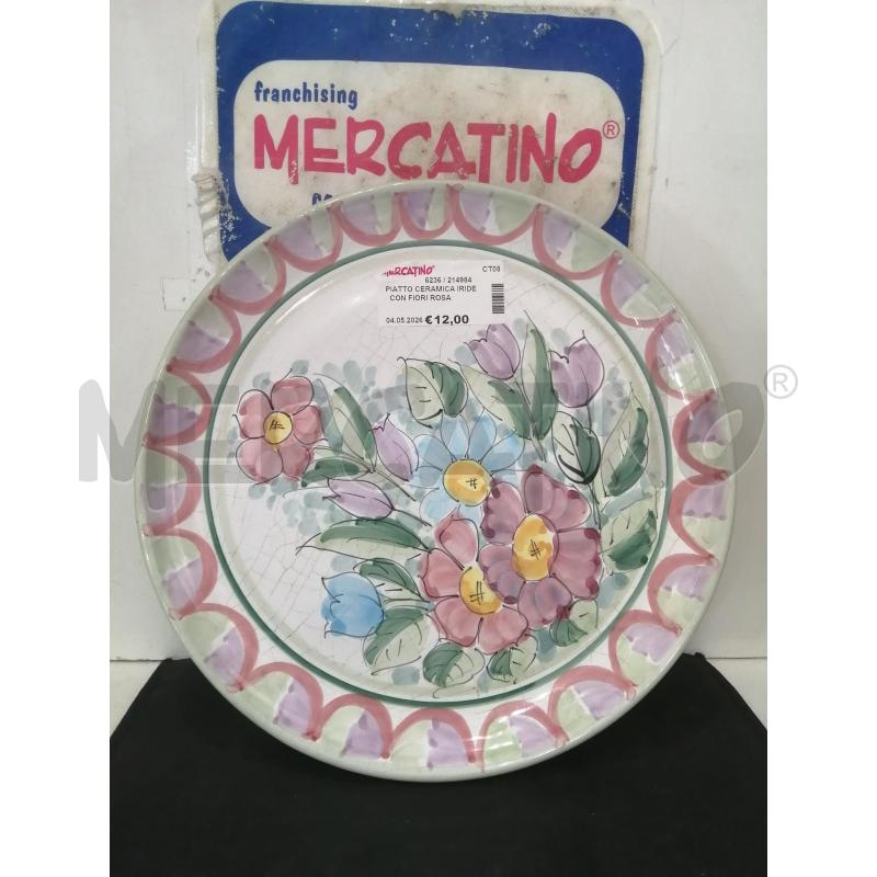 PIATTO CERAMICA IRIDE  CON FIORI ROSA  | Mercatino dell'Usato Catania stazione centrale 1