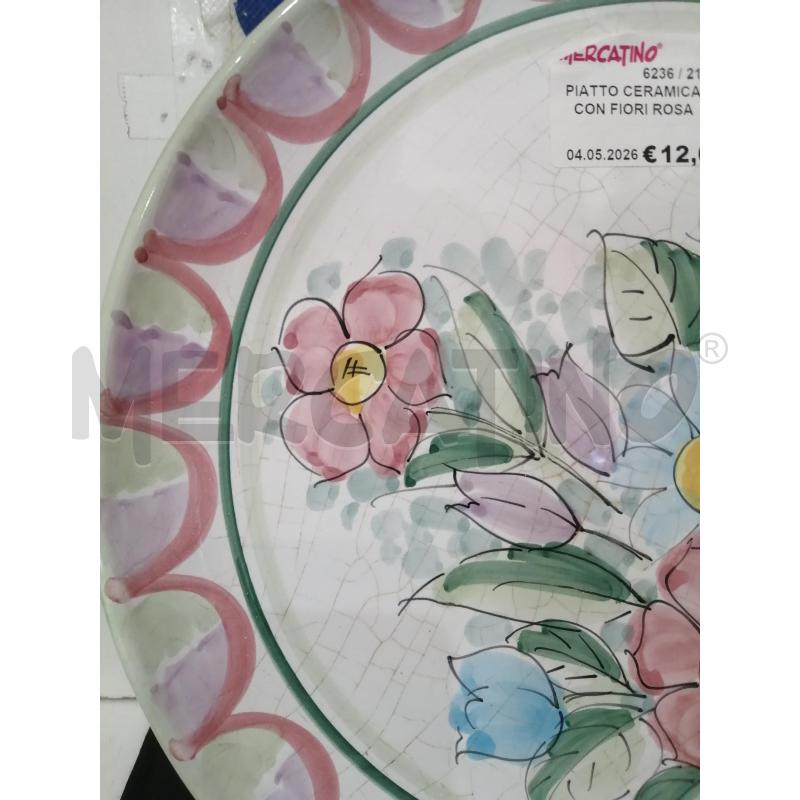PIATTO CERAMICA IRIDE  CON FIORI ROSA  | Mercatino dell'Usato Catania stazione centrale 2