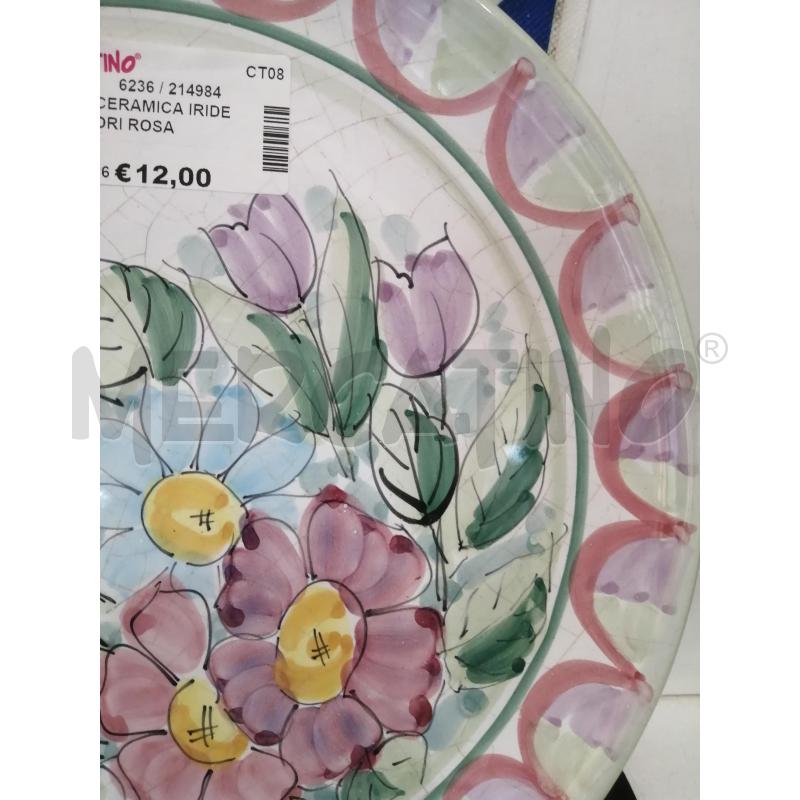 PIATTO CERAMICA IRIDE  CON FIORI ROSA  | Mercatino dell'Usato Catania stazione centrale 4