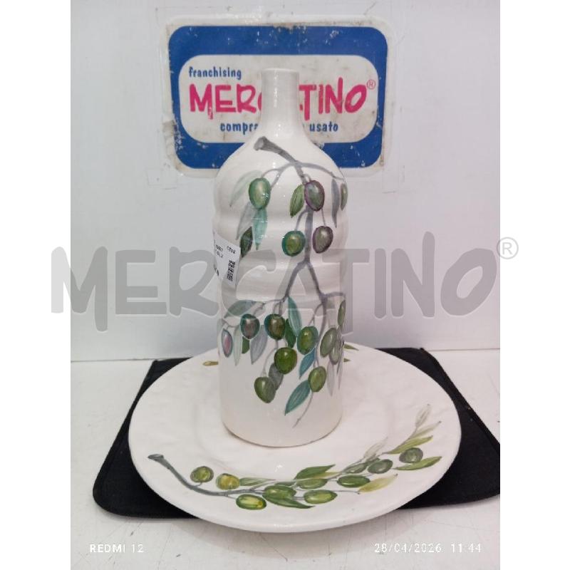 PIATTO  CON BOTTIGLIA CERAMICA OLIVE | Mercatino dell'Usato Catania stazione centrale 1
