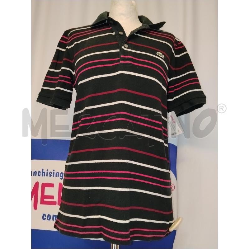 POLO UOMO LACOSTE NERA A RIGHE FUCSIA BIANCA  | Mercatino dell'Usato Catania stazione centrale 1
