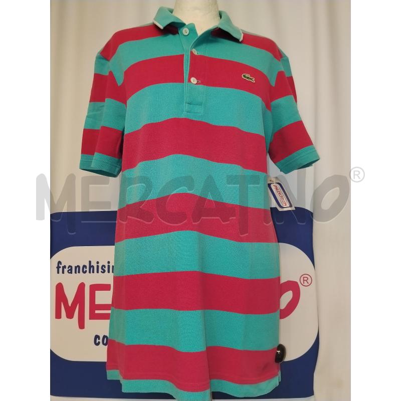 POLO UOMO LACOSTE  TURCHESE  A FUCSIA  A RIGHE  | Mercatino dell'Usato Catania stazione centrale 1