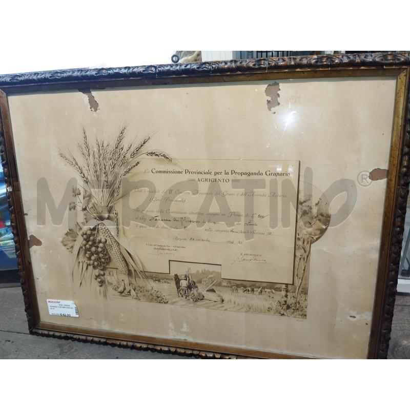QUADRO CON DIPLOMA ANNI 30 | Mercatino dell'Usato Catania stazione centrale 1