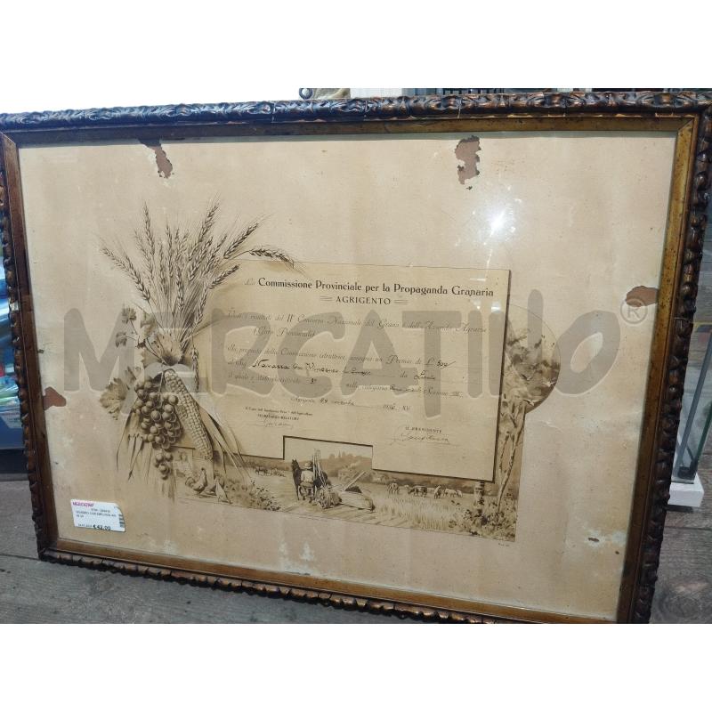 QUADRO CON DIPLOMA ANNI 30 | Mercatino dell'Usato Catania stazione centrale 2
