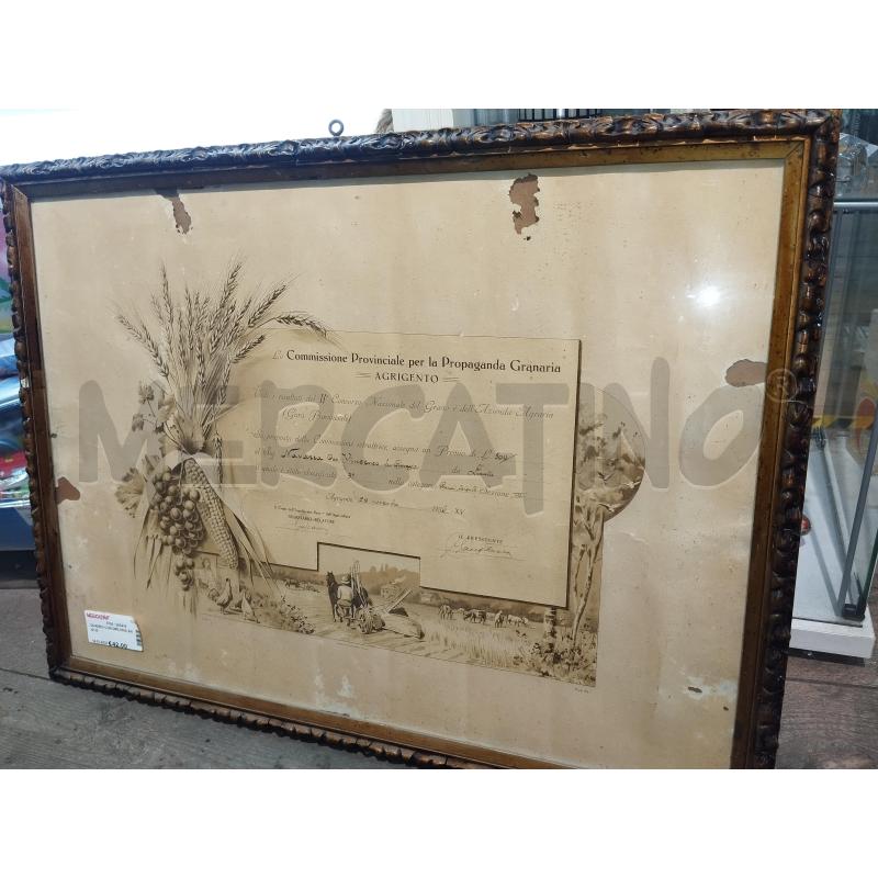 QUADRO CON DIPLOMA ANNI 30 | Mercatino dell'Usato Catania stazione centrale 3