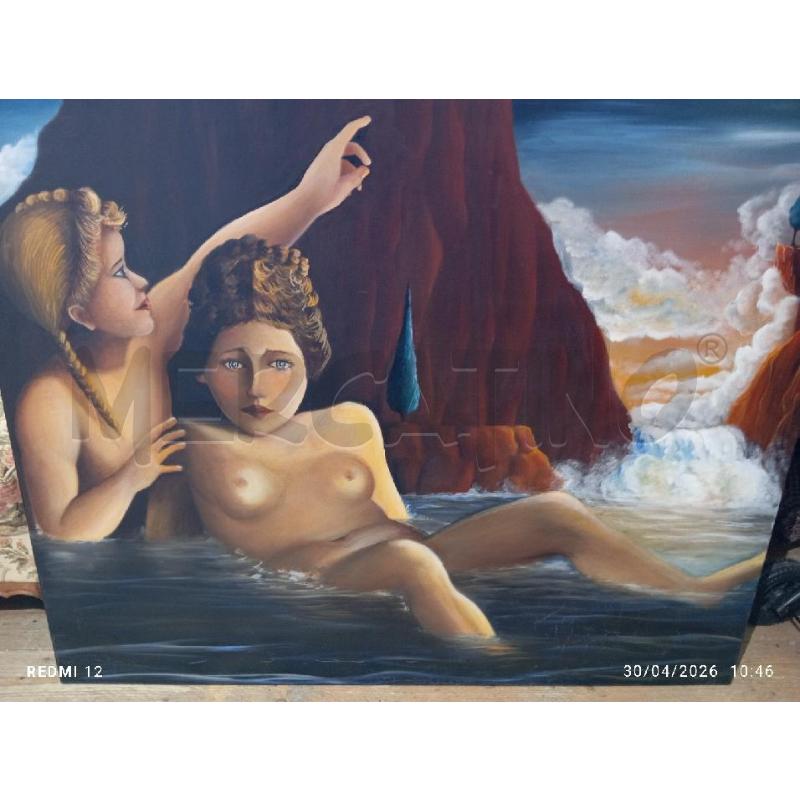 QUADRO OLIO SU TELA DONNE NUDE AL MARE MIS. M1XM1.20 | Mercatino dell'Usato Catania stazione centrale 2