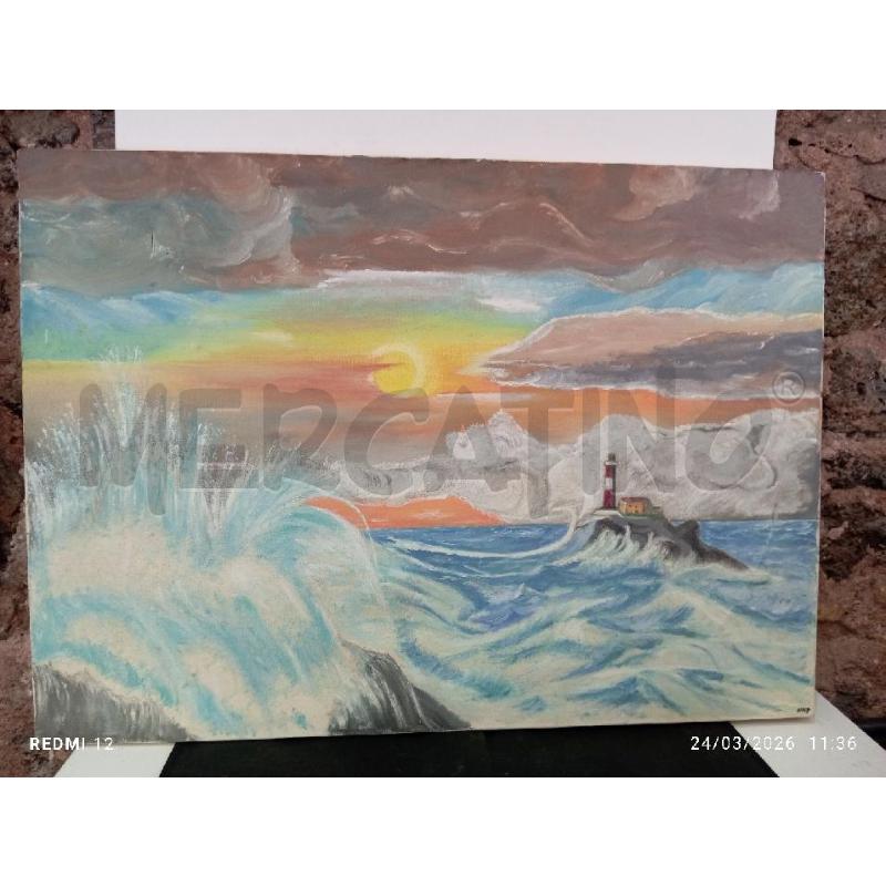 QUADRO  SU TELA PAESAGGIO MARE | Mercatino dell'Usato Catania stazione centrale 1