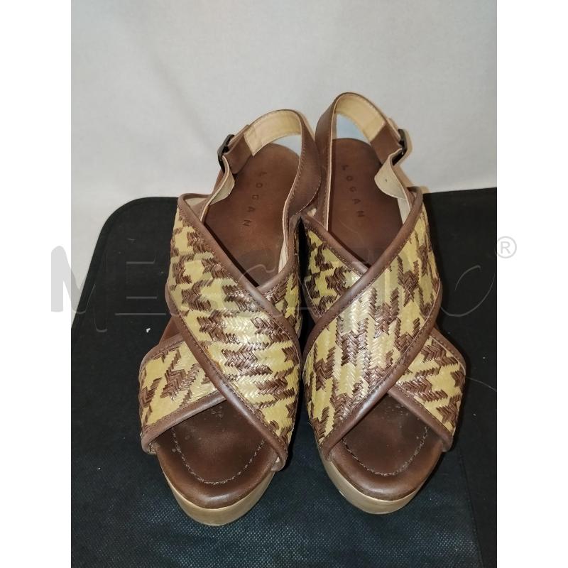 SCARPE DONNA LOGAN RAFFIA E PELLE MARRONE | Mercatino dell'Usato Catania stazione centrale 1