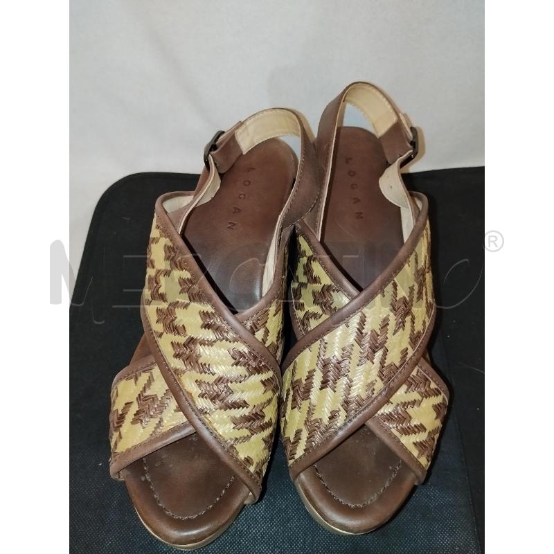 SCARPE DONNA LOGAN RAFFIA E PELLE MARRONE | Mercatino dell'Usato Catania stazione centrale 4