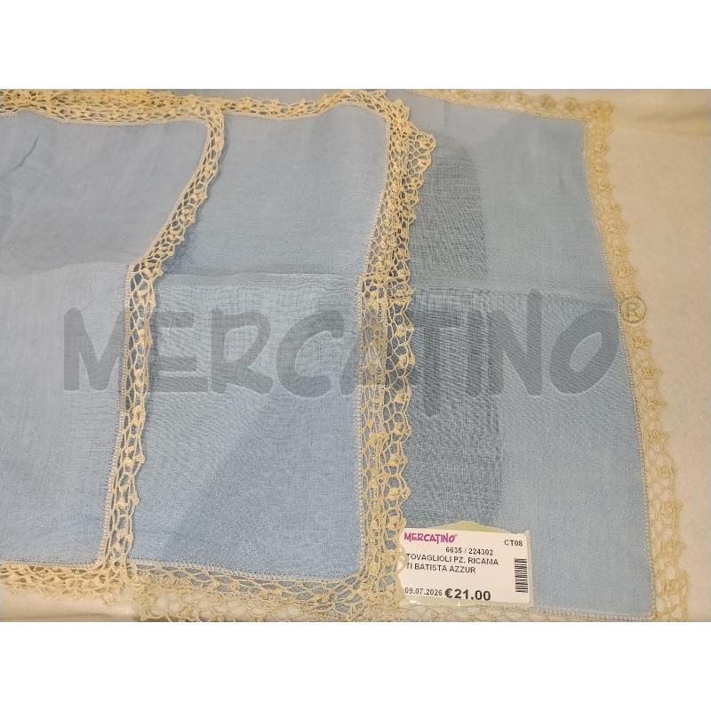 TOVAGLIOLI PZ. RICAMATI BATISTA AZZURRO | Mercatino dell'Usato Catania stazione centrale 4