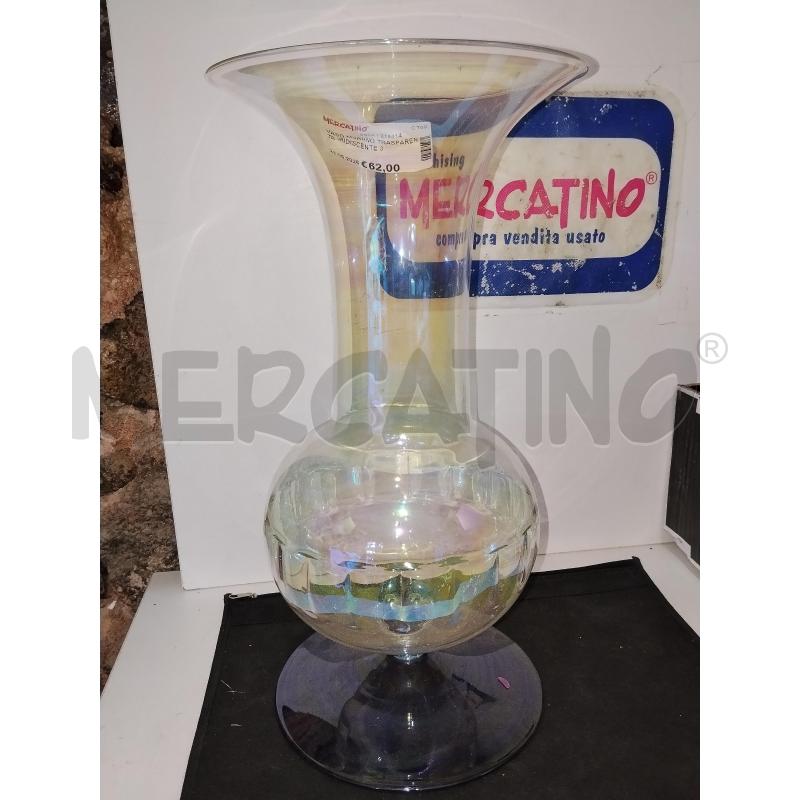 VASO MURANO TRASPARENTE IRIDISCENTE 36 CM | Mercatino dell'Usato Catania stazione centrale 1