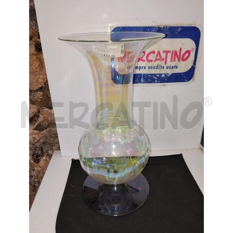VASO MURANO TRASPARENTE IRIDISCENTE 36 CM | Mercatino dell'Usato Catania stazione centrale 2