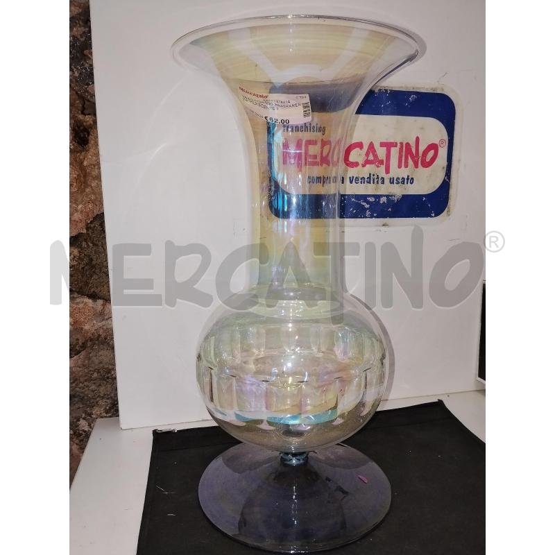 VASO MURANO TRASPARENTE IRIDISCENTE 36 CM | Mercatino dell'Usato Catania stazione centrale 4
