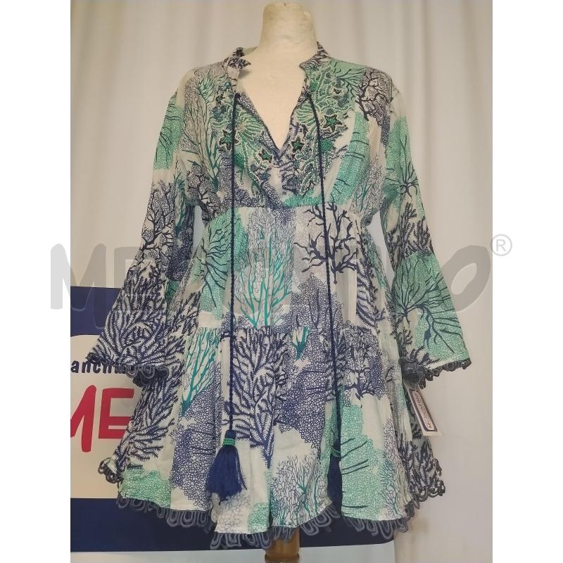 VESTITO DONNA ANTICA SARTORIA AZZURRO A FANTASIA | Mercatino dell'Usato Catania stazione centrale 1