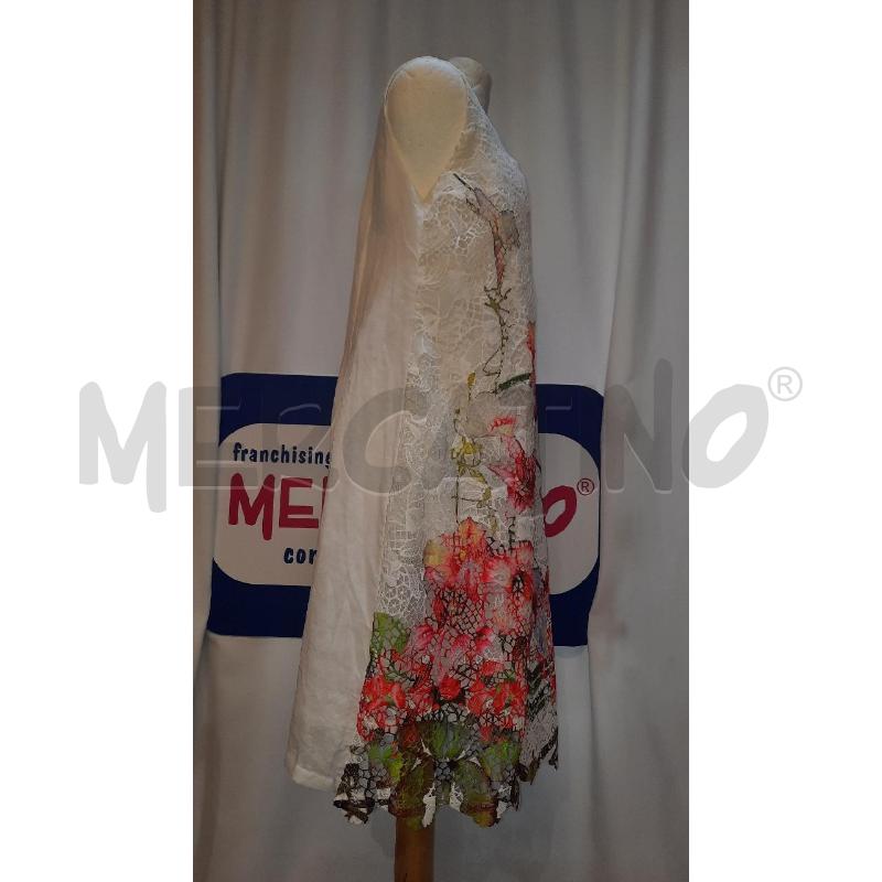 VESTITO DONNA BIANCO A FANTASIA CON ROSE FUCSIA | Mercatino dell'Usato Catania stazione centrale 2