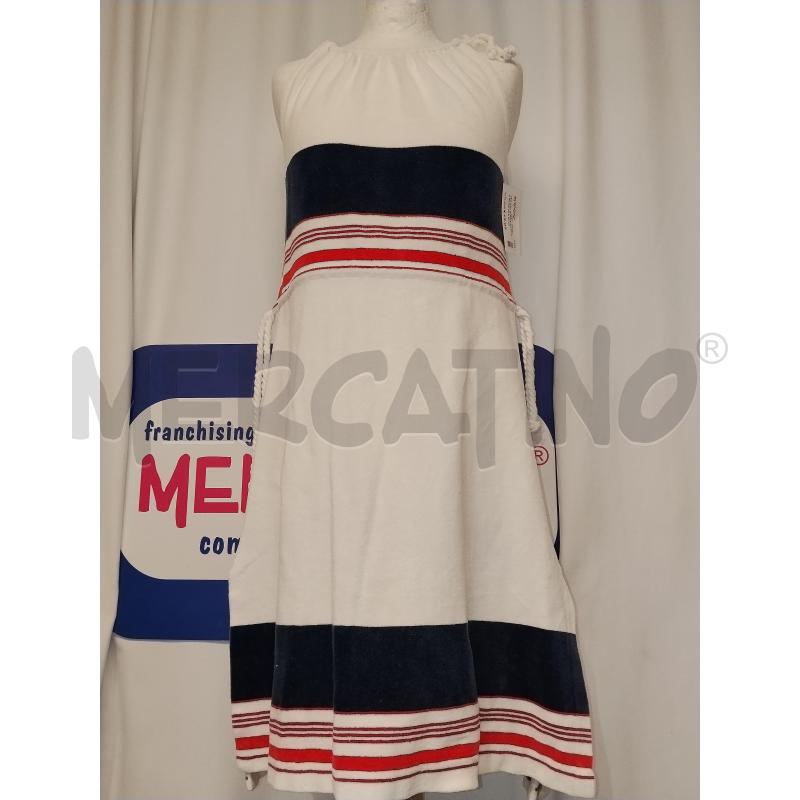 VESTITO DONNA BIANCO A RIGHE BLU ROSSO IN SPUGNA | Mercatino dell'Usato Catania stazione centrale 1