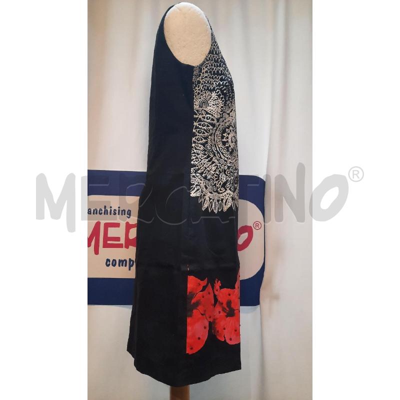 VESTITO DONNA DESIGUAL NERO A FANTASIA BIANCO E FIORI  | Mercatino dell'Usato Catania stazione centrale 2