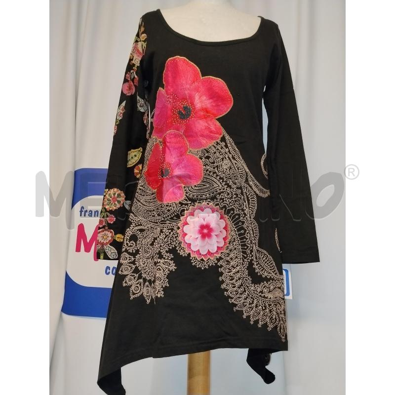VESTITO DONNA DESIGUAL NERO CON FIORI ROSSI | Mercatino dell'Usato Catania stazione centrale 1