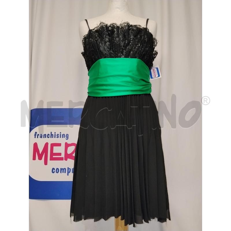 VESTITO DONNA LA PERLA NERO PLISSETTATO CON CINTURA VERDE | Mercatino dell'Usato Catania stazione centrale 1