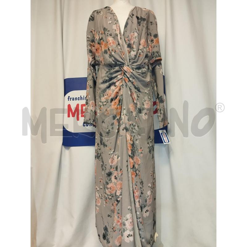 VESTITO DONNA LUNGO KOCCA GRIGIO A FANTASIA CON ROSA  | Mercatino dell'Usato Catania stazione centrale 1