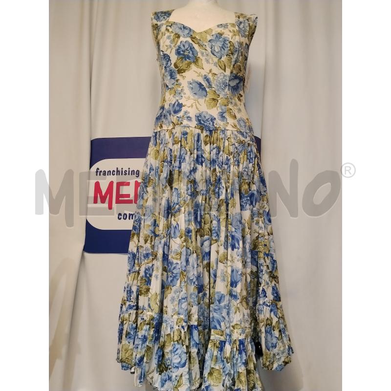 VESTITO DONNA LUNGO MAKIPAGA BIANCO CON FIORI AZZURRI | Mercatino dell'Usato Catania stazione centrale 1
