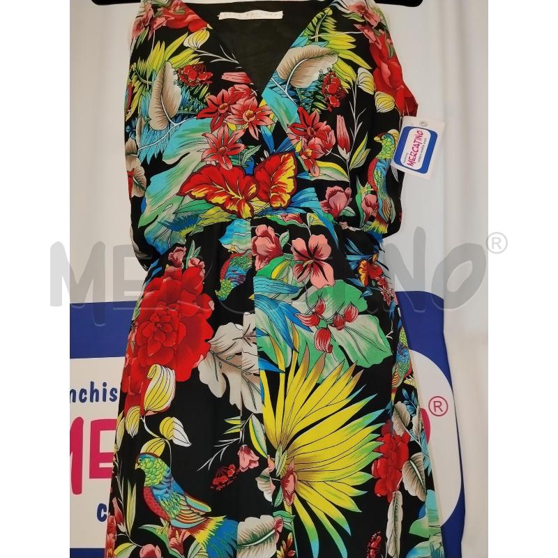 VESTITO DONNA LUNGO NERO A FIORI COLORATI  PINK FACTORY  | Mercatino dell'Usato Catania stazione centrale 2
