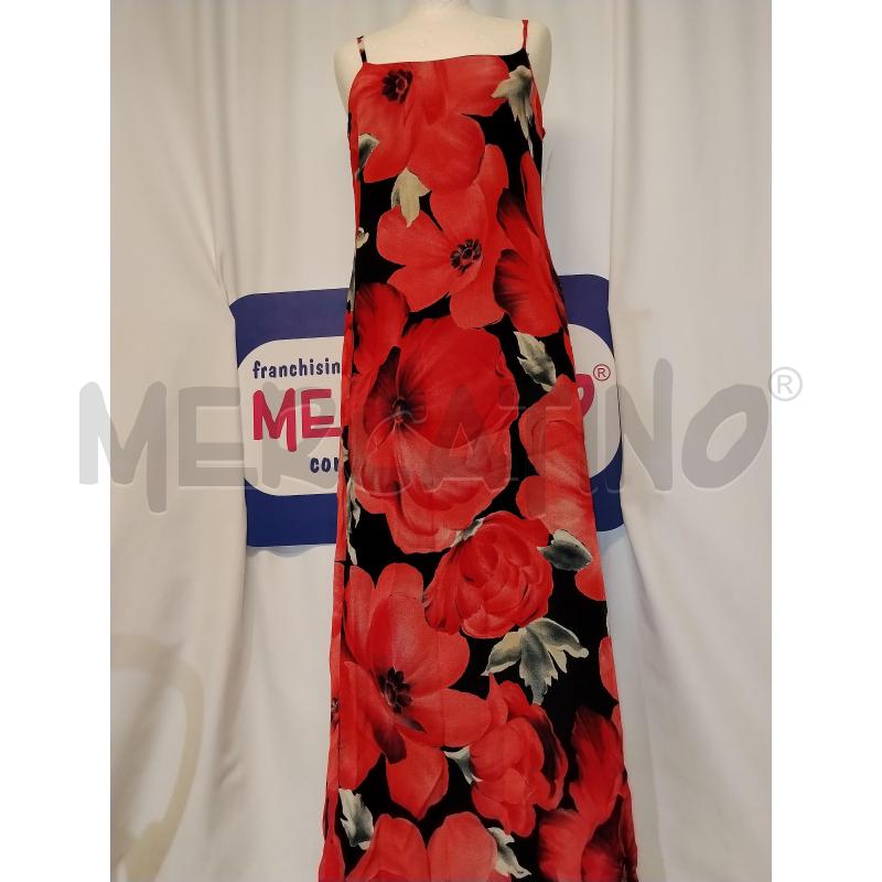 VESTITO DONNA LUNGO NERO A FIORI ROSSO | Mercatino dell'Usato Catania stazione centrale 1