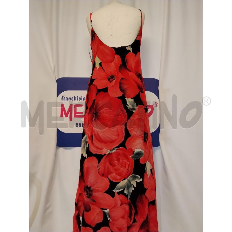 VESTITO DONNA LUNGO NERO A FIORI ROSSO | Mercatino dell'Usato Catania stazione centrale 3