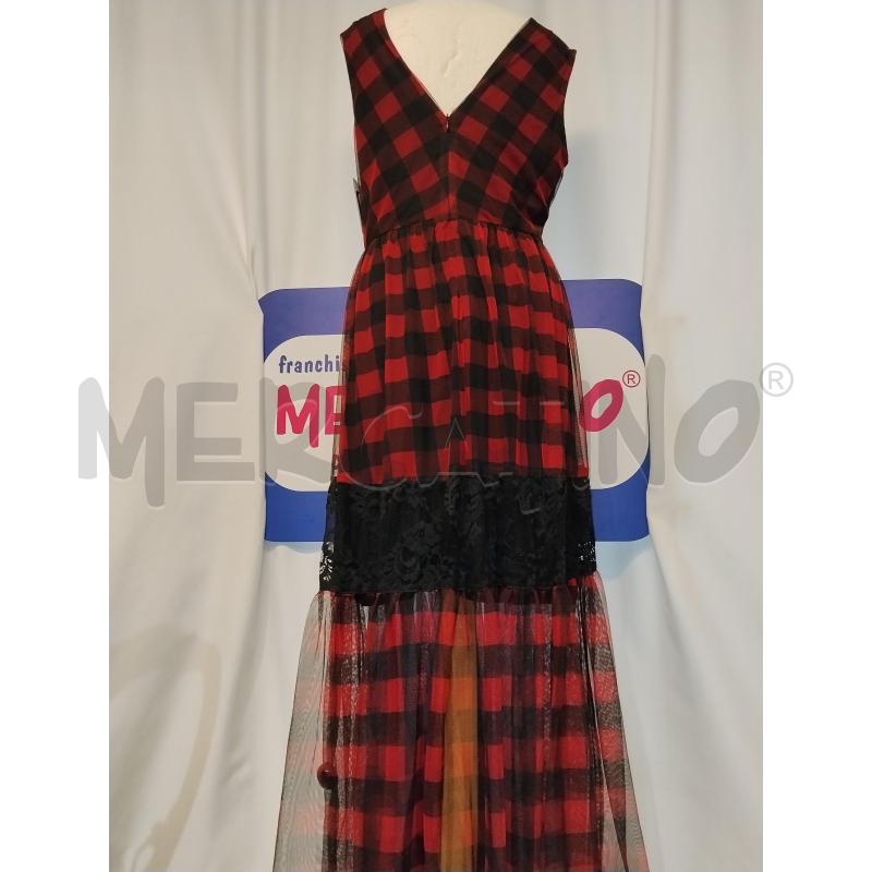 VESTITO DONNA LUNGO RINASCIMENTO NERO A QUADRI BORDEAUX  | Mercatino dell'Usato Catania stazione centrale 3