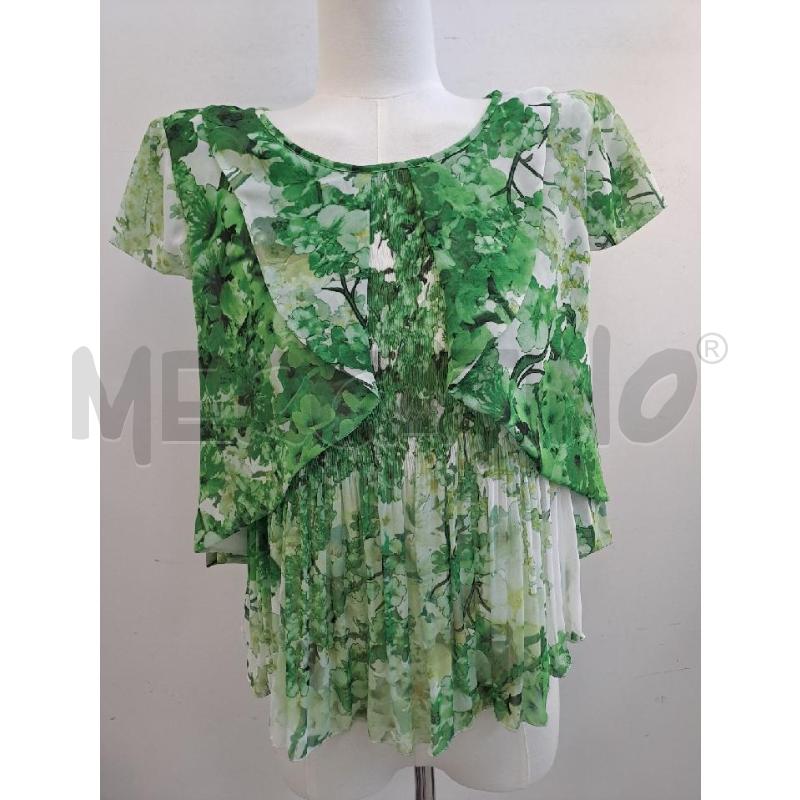 BLUSA DONNA CIPS BIANCO VERDE PLISSETTATO | Mercatino dell'Usato Catanzaro 1
