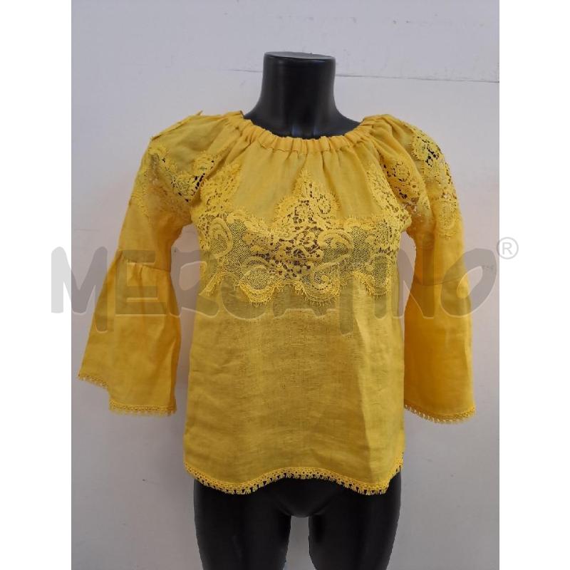 BLUSA DONNA LUISA SPAGNOLI SENAPE ELASTICO VITA LINO | Mercatino dell'Usato Catanzaro 1