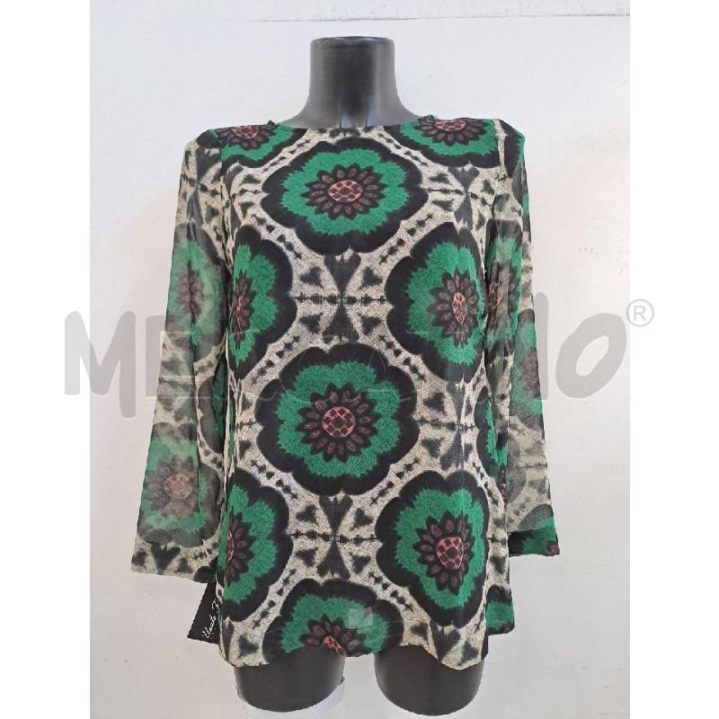 BLUSA DONNA MALIPARMI BEIGE FIORI GRANDI VERDE NERO  | Mercatino dell'Usato Catanzaro 1