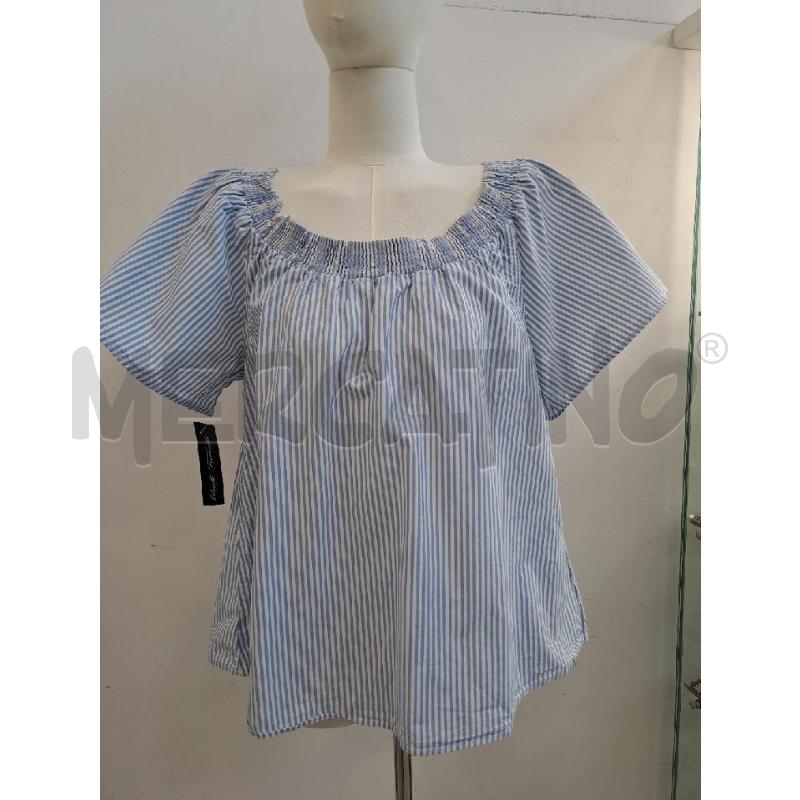 BLUSA DONNA MAX&CO RIGA BIANCA CELESTE SCOLLO BARCA  | Mercatino dell'Usato Catanzaro 1