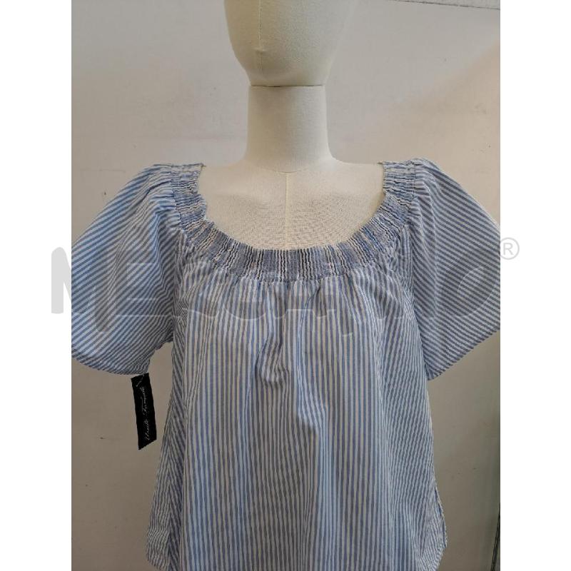 BLUSA DONNA MAX&CO RIGA BIANCA CELESTE SCOLLO BARCA  | Mercatino dell'Usato Catanzaro 2