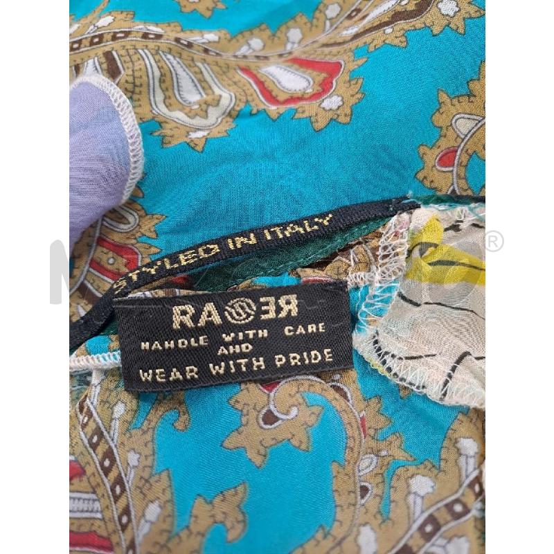 BLUSA DONNA RAER SETA VERDE SCURO FIORI ROSSO  | Mercatino dell'Usato Catanzaro 4