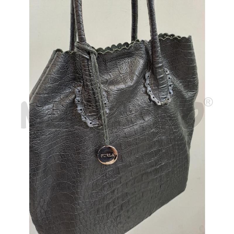 BORSA DONNA FURLA NERA VERA PELLE STAMPA COCCO | Mercatino dell'Usato Catanzaro 3